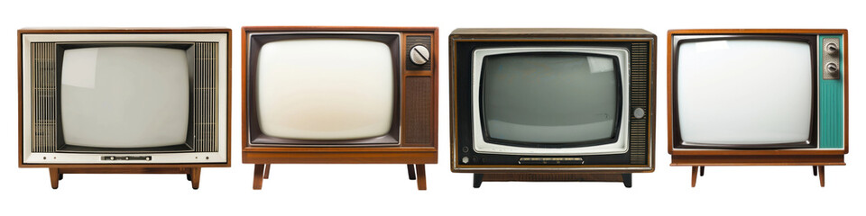 Vintage television png cut out element set