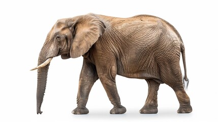 Obraz premium an elephant is walking on a white background