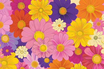 Fototapeta premium A collection of colorful flowers arranged on a plain white background