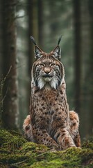 Obraz premium Lynx Sitting in the Forest