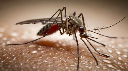 Close-up of mosquito on human skin