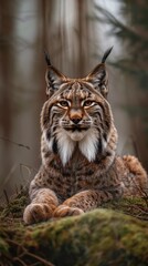 Obraz premium Lynx Resting Among Green Foliage