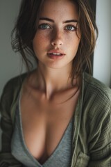 Naklejka premium portrait of a female webcam model with a sexy sensible look