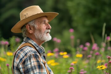 Serene Senior Man Enjoying a Leisurely Nature Walk &acirc;&euro;&ldquo; Retirement Relaxation