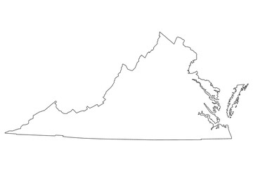 High detailed illustration map - outline Virginia State Map