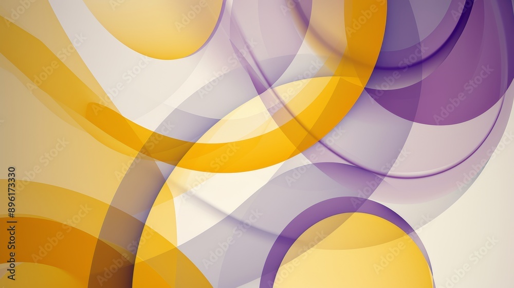 Aufkleber abstract geometric pattern with yellow and purple overlapping circles on a light background