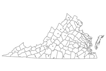 martinsville independent city location highlighted by black color on Virginia state map, United States, usa, us