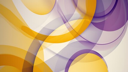 Obraz premium Abstract geometric pattern with yellow and purple overlapping circles on a light background