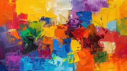 Obraz premium Abstract Oil Painting with Vibrant Colors