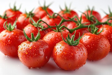 Pile of tomatoes isolated on white background photo realistic image.