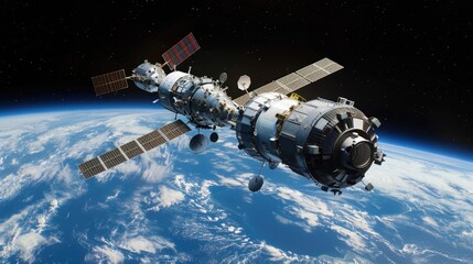 A next-generation space station orbiting the Earth, serving as a hub for scientific research and international collaboration in space exploration.