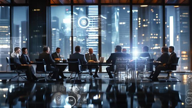 Business finance big data analytics, group of people brainstorm discussing meeting marketing plan, company information big data, earning graph chart company valuation calculation global world map