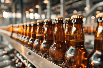 beer glass bottles in bottling factory --ar 3:2 --style raw Job ID: 7c9de9db-8ef5-4deb-946f-5b8e67ff3398