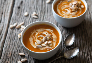 Warm and Comforting Roasted Pumpkin Soup with Toasted Pumpkin Seeds