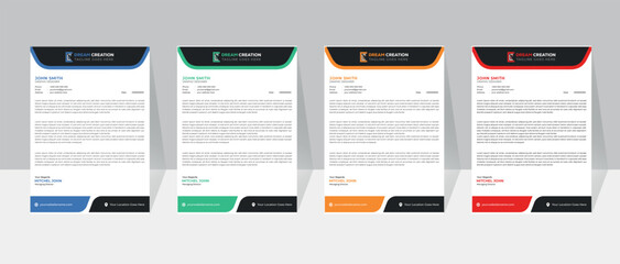 Modern, Creative & Clean business style letterhead template design with color variation bundle. © Tanbir11