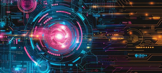 Obraz premium Digital Nexus: Abstract Vector Background of Technological Code and Science