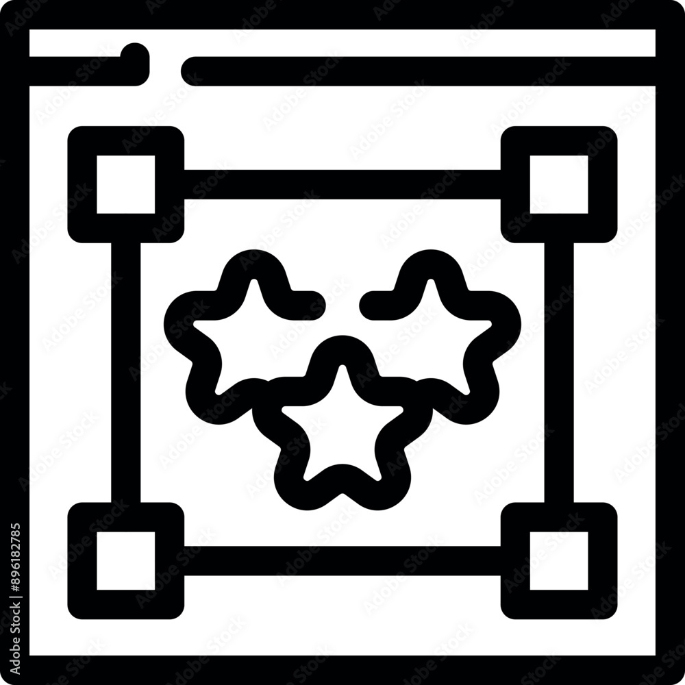 Poster simple icon of a website design interface showing a three star rating system