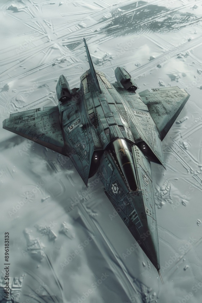 Poster A fighter jet soaring through the clouds with contrails visible