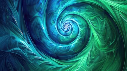 Fototapeta premium Spiraling abstract lines in shades of blue and green create a mesmerizing visual effect.