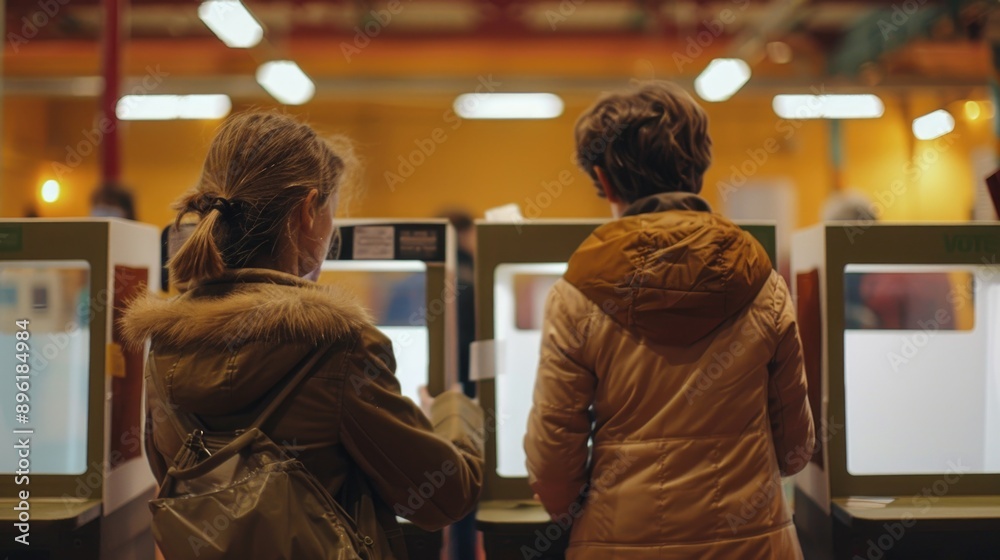 Poster two individuals standing in front of computer screens, possibly working or gaming