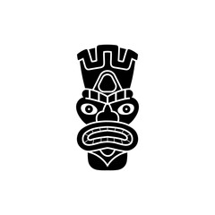 Vector illustration of a black and white silhouette of a sculpture with a scared expression
