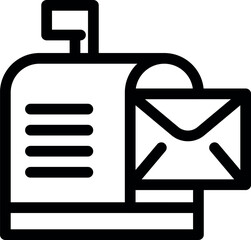Simple icon illustration featuring a traditional mailbox receiving mail