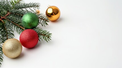 A Christmas tree with four ornaments on it