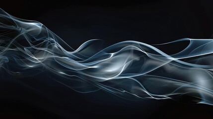 Fototapeta premium Abstract blue smoke waves on black background.