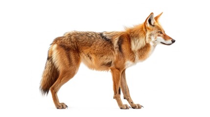 Fototapeta premium Side view of a standing Maned Wolf on a white background