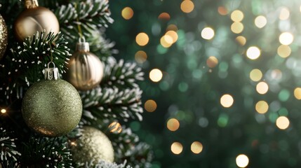 Obraz premium A Christmas tree with many ornaments, including a green ball