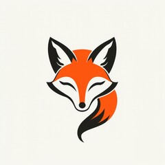 This modern design shows a fox on a white background. Animals.