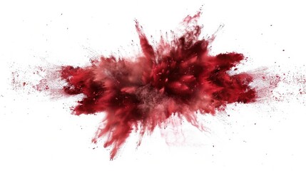 Dark red color dust explosion on white background, Freeze motion of red powder exploding