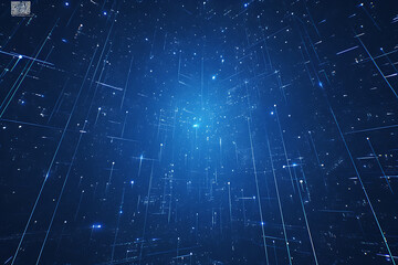 Fototapeta premium A binary background with dark blue and touches of neon highlights creating a technological and futuristic aesthetic