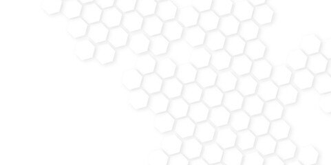 Abstract White Hexagonal Background.honeycomb white Background ,light and shadow ,Hexagonal honeycomb pattern background,Geometric seamless texture white abstract background with hexagons.