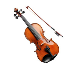 Elegant violin and bow isolated on a white background. Perfect for music, concert, or classical art design projects.