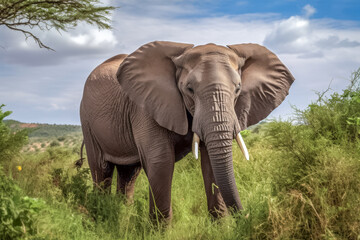 Prächtiger Elefant in freier Natur, Generative AI