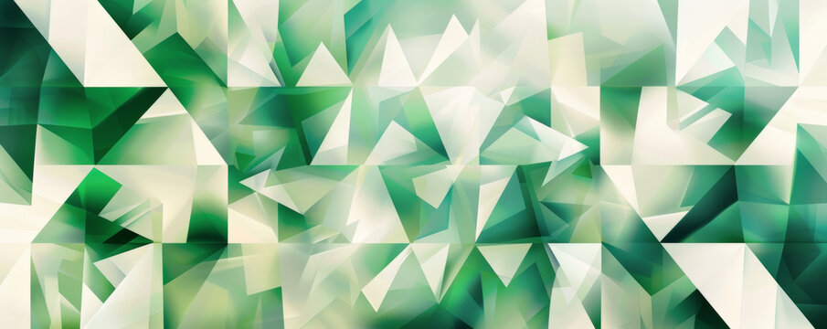 Abstract geometric green and white triangular