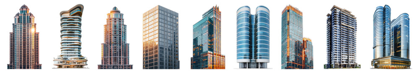 Modern office building png cut out element set