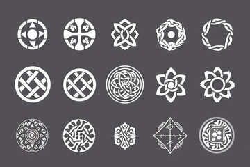 Set of sacred modern celtic knot patterns. Traditionally celtic.