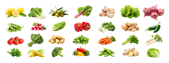 green vegetable png cut out element set