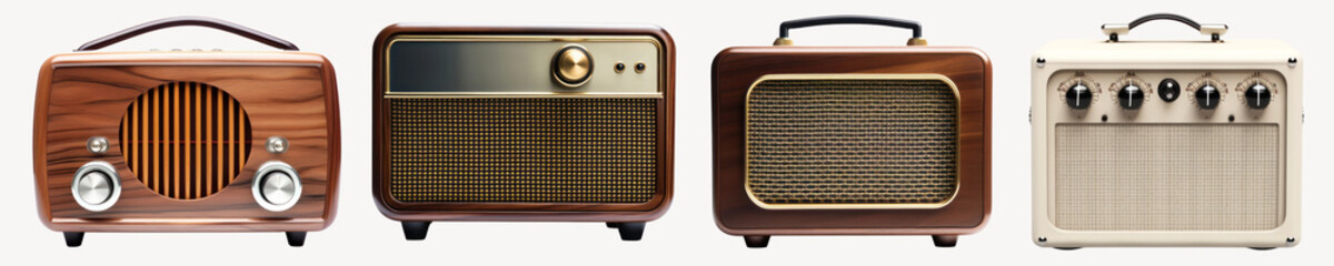 Vintage radio png cut out element set