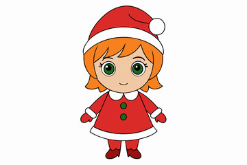 christmas cute kid girl vector art   illustration