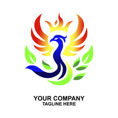 Obraz premium Colorful Phoenix Bird Logo