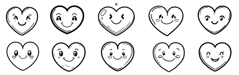 Obraz premium cute heart emoji png cut out element set