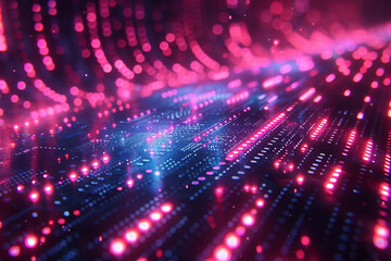 Naklejka premium A binary background with dark blue and touches of neon highlights creating a technological and futuristic aesthetic