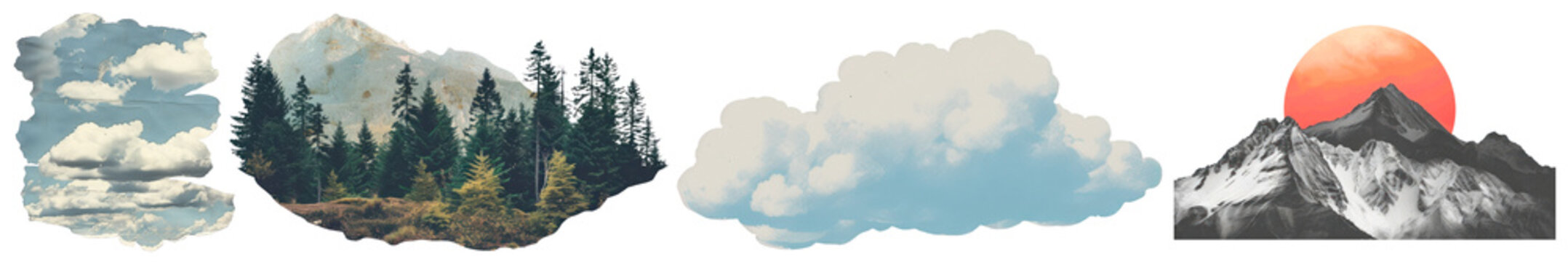Nature collage  png cut out element set