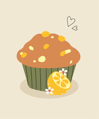 Illustration with Chocolate and Lemon at Muffin