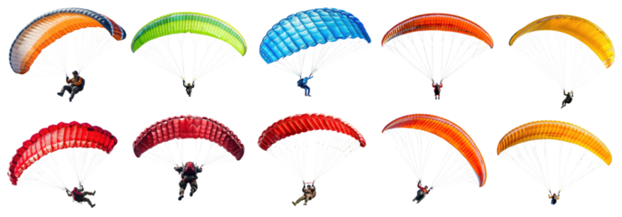 Parachuting skydiver png cut out element set