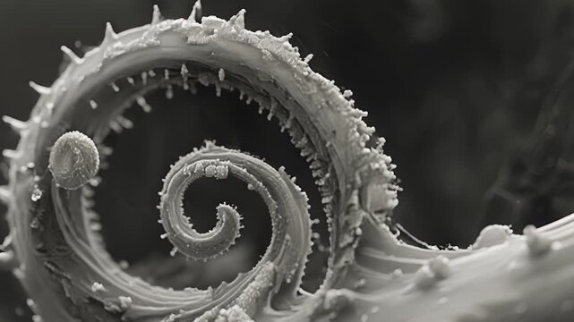 An SEM image revealing the delicate spiral shape of a cells tail used for propulsion.