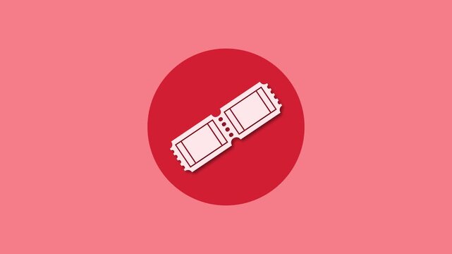 Ticket icon red color simple shape circle animation